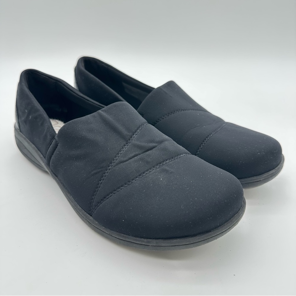 Abeo Smart 3550 Black Leather and Fabric Slip on Loafers
